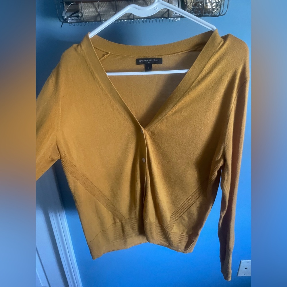 Banana Republic Factory Yellow Button-Up Sweater